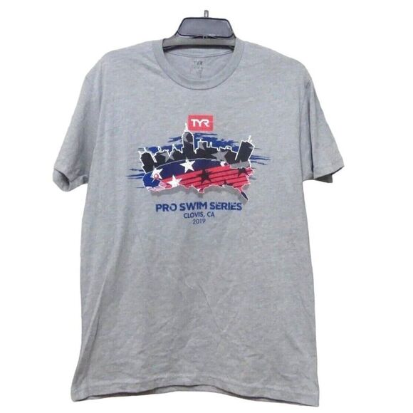 TYR Unisex Pro Swim Series Clovis 2019 Graphic Tee, Hether Gray - Picture 1 of 8